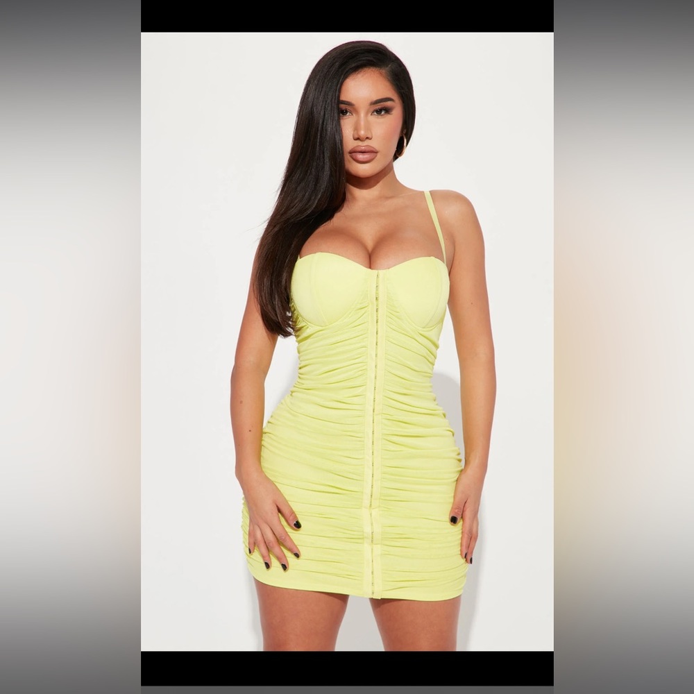 Fashion Nova Can't Be Bothered Mesh Mini Dress - Lime